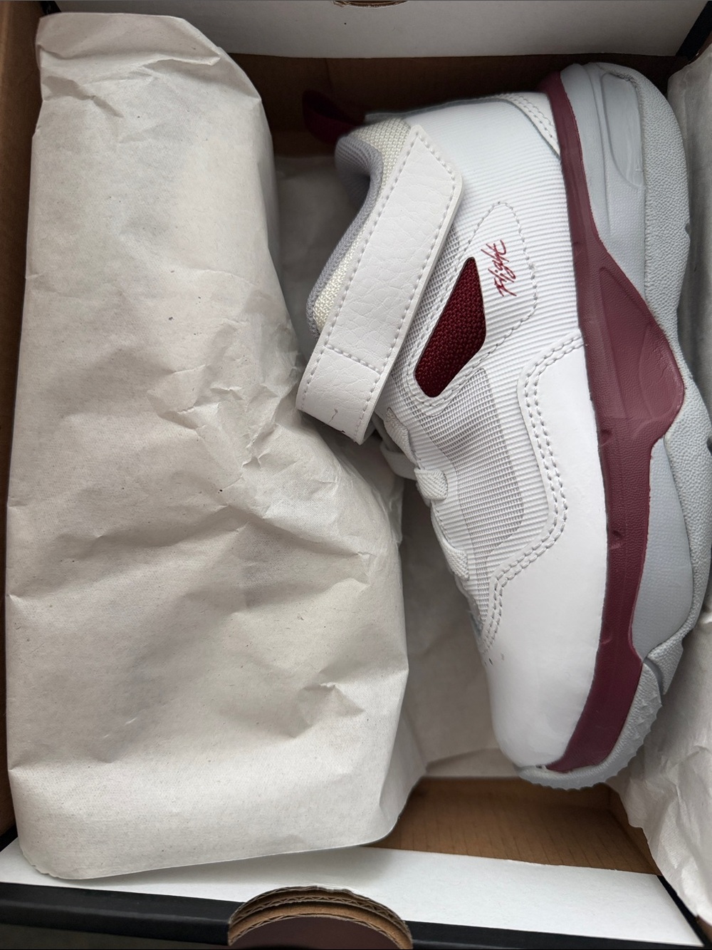 Nike Kids White and Maroon Velcro Sneakers